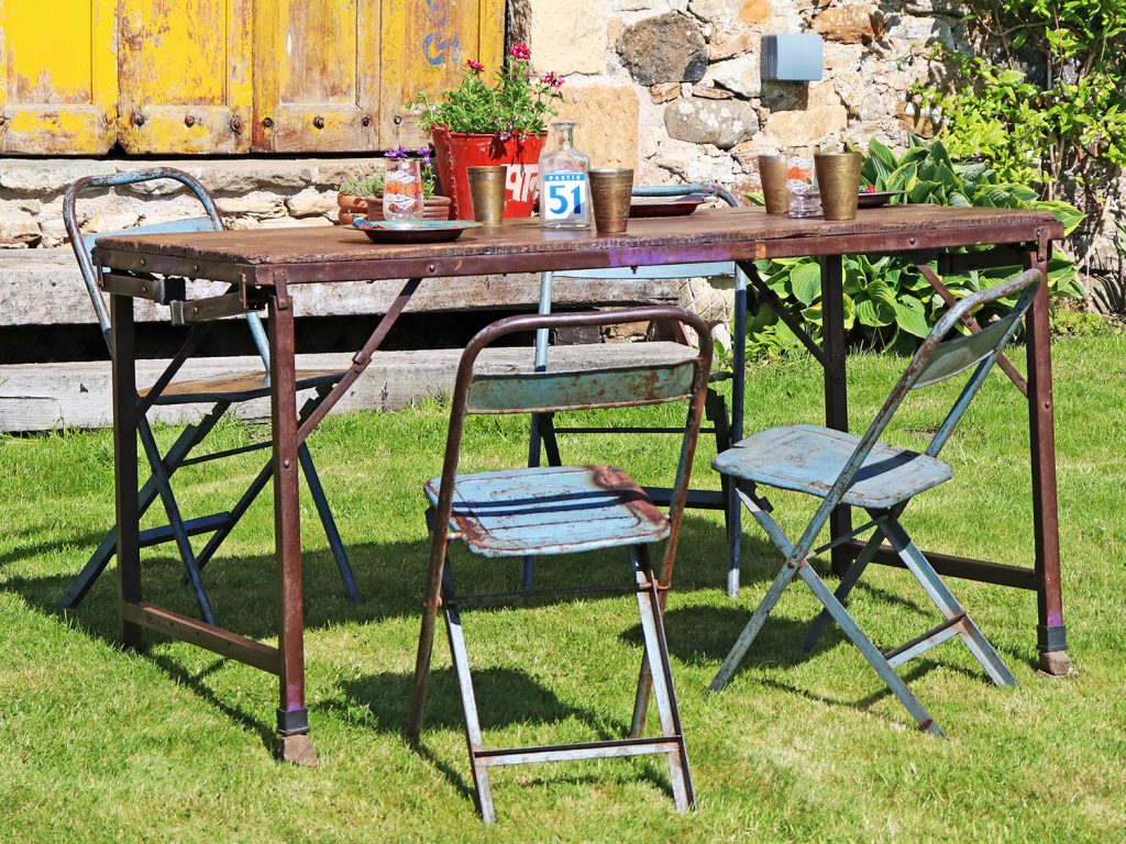 wooden folding tables in Scaramanga's outdoor furniture 
