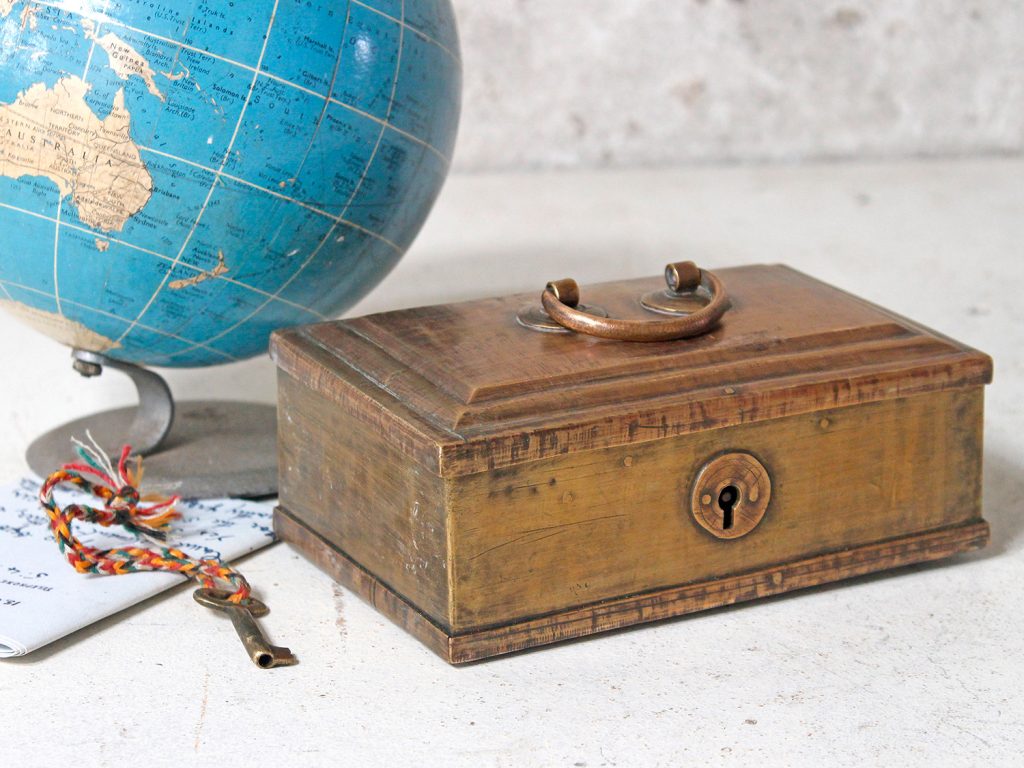 Vintage brass jewellery box
