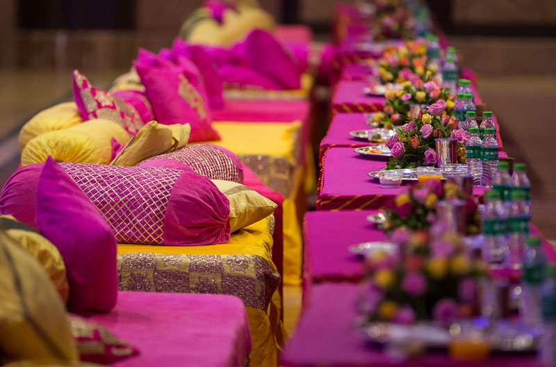 An beautiful example of how this style of vintage table can be dressed for an indian wedding