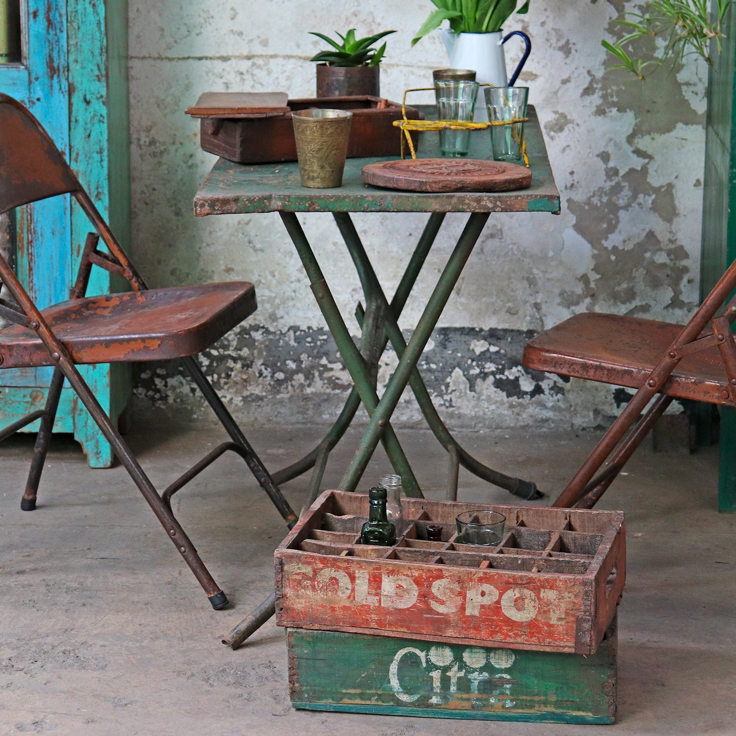 vintage wooden crates, perfect for adding colourful storage to your home