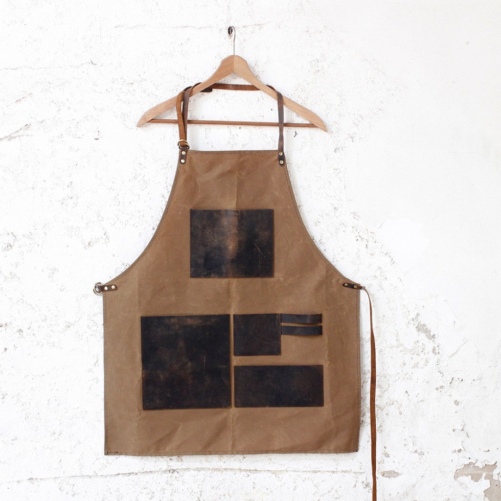 leather and canvas apron
