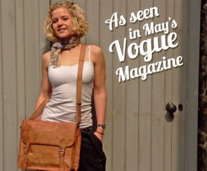 Medium Wide Vintage Brown Leather Satchel Our Medium Wide Leather Satchel, as seen in May's Vogue