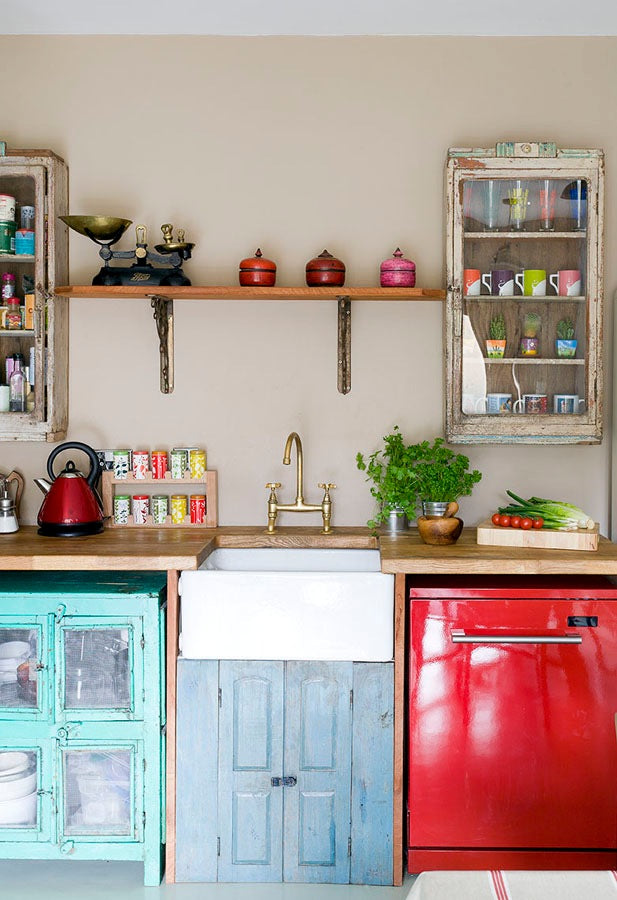 Vintage Kitchens With Modern Rustic, Retro Kitchen Wall Cabinet