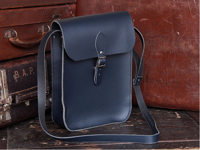 Navy Blue Leather iPad Satchel, £65
