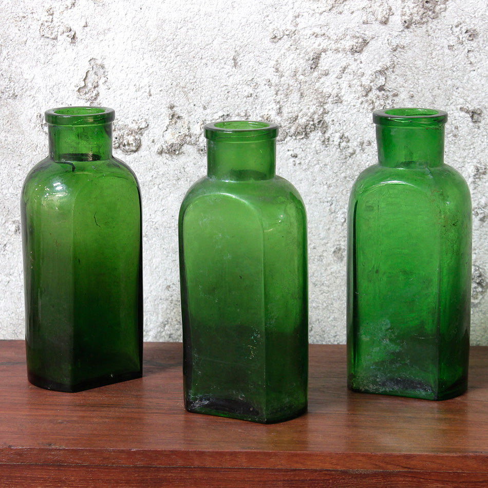 vintage green bottles