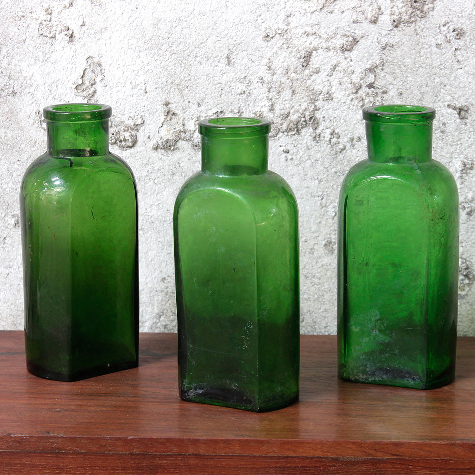 vintage green bottles