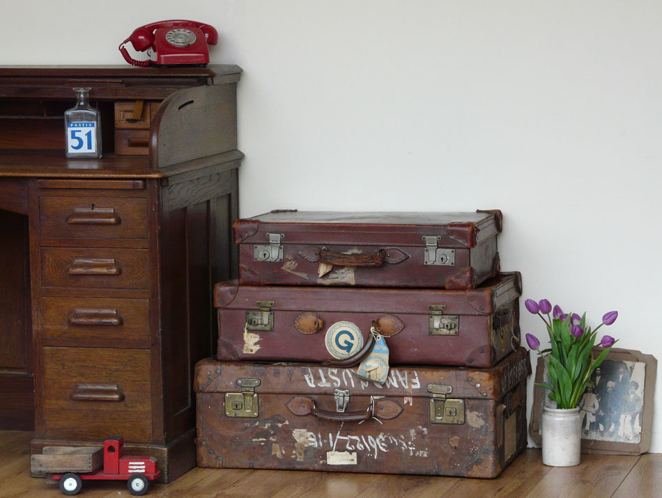 Stack of vintage suitcases