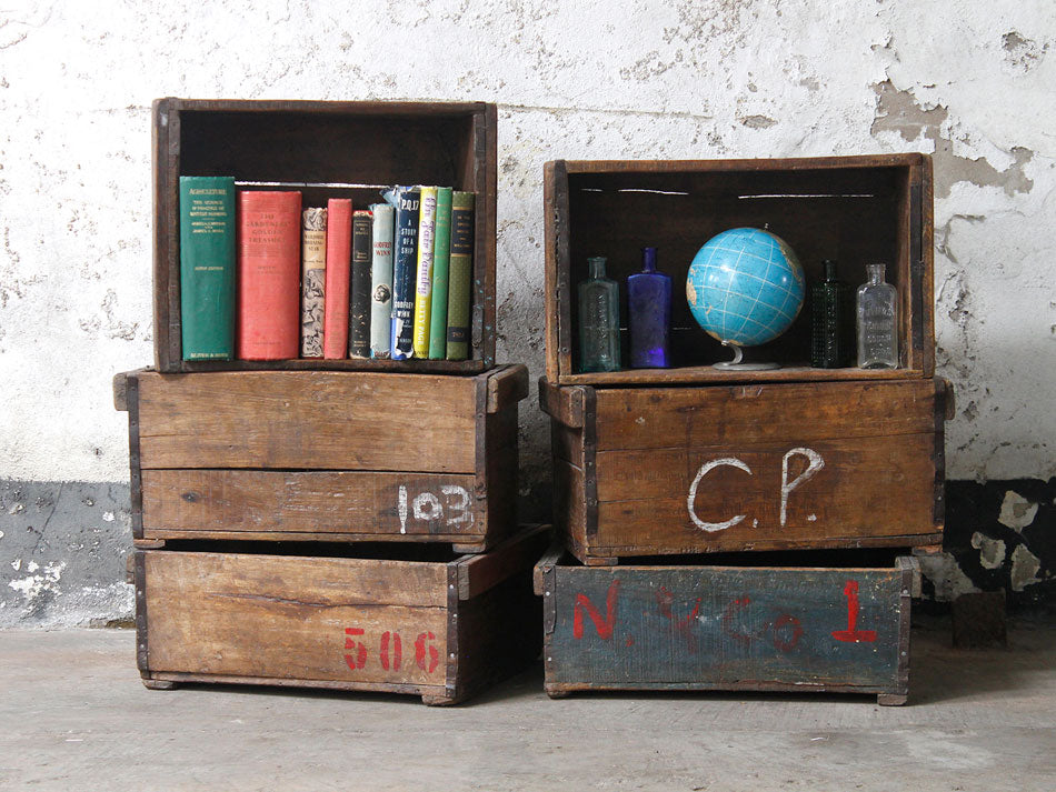 Industrial wooden storage boxes