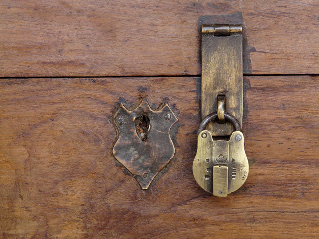 Most merchant's chests, will have a hasp and staple so fitting a brass padock mkes and great addition.